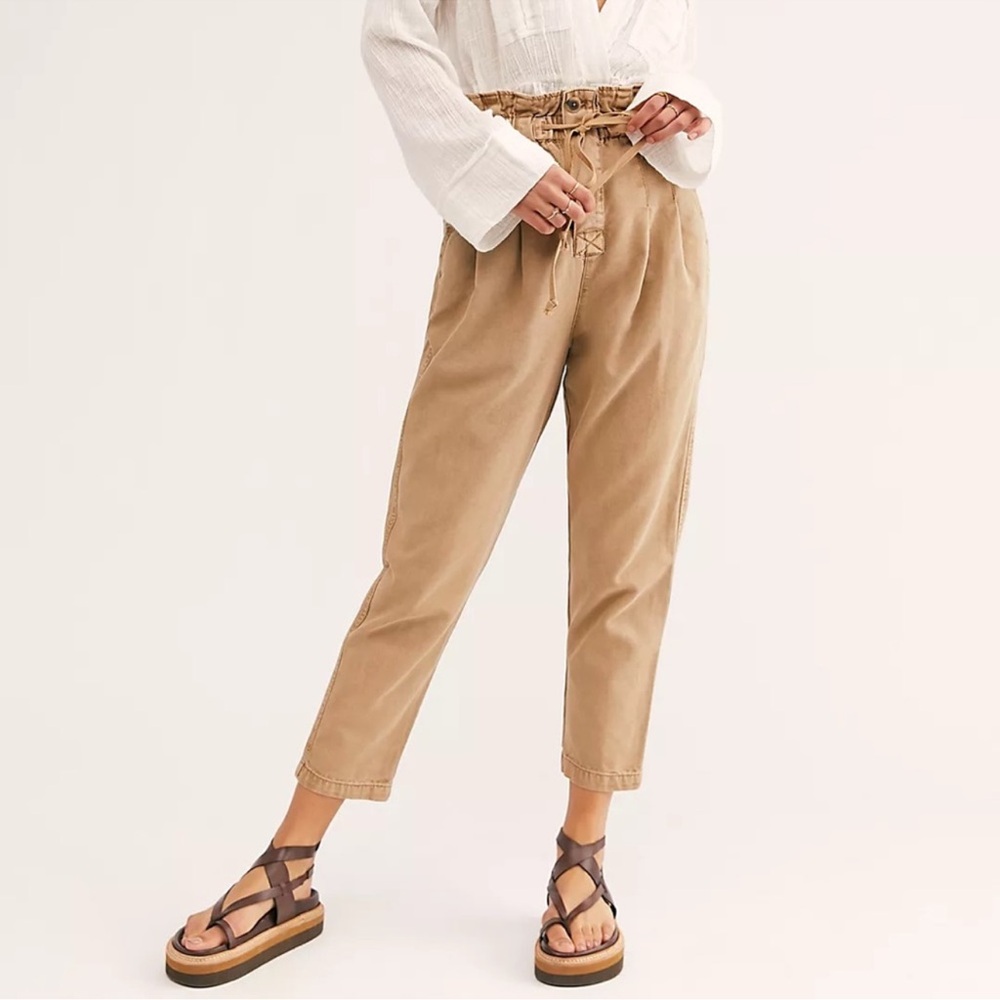 Free People Margate Pleated Paper Bag Trousers Small
